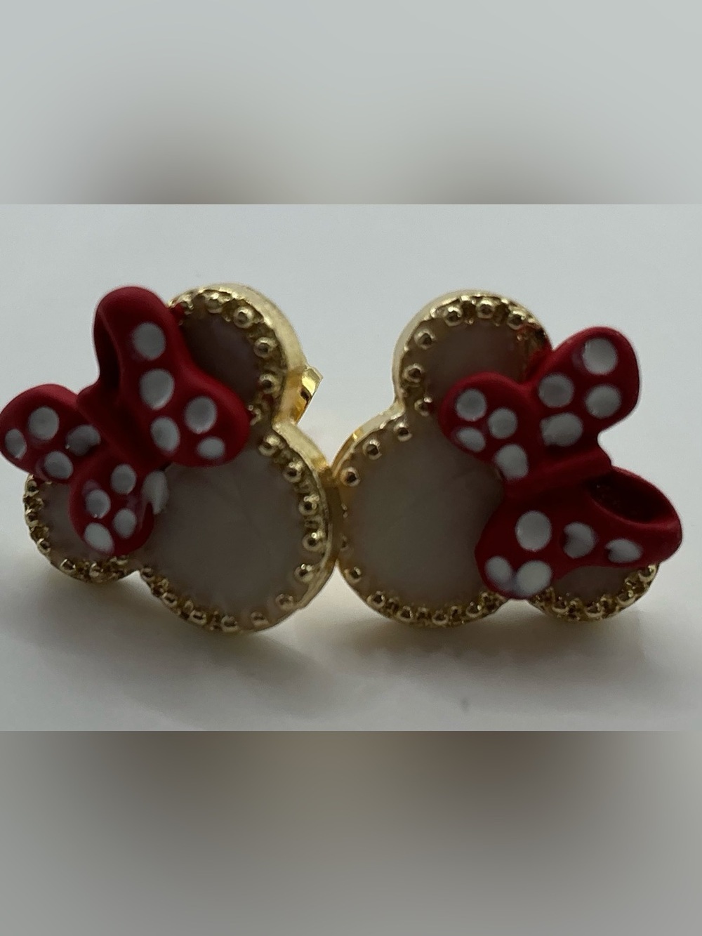 RED BOW MOUSE MINNIE INSPIRED GOLDTONE AND MOP